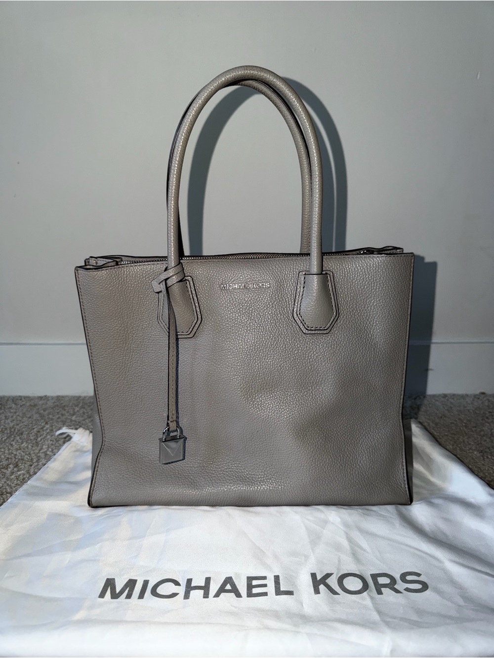 Michael Kors Pebbled Leather Tote in Taupe